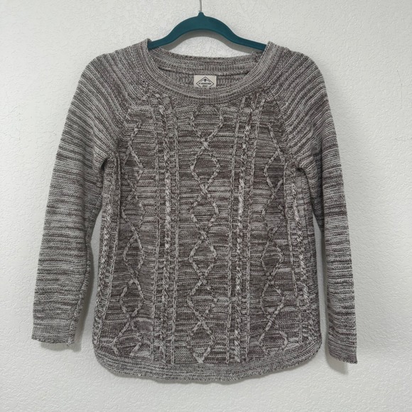 St. John's Bay Sweaters - St Johns Bay Women Sweater Knit Cable Pullover‎ Long Sleeve Gray White Size S